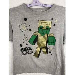 Minecraft‎ "Rule The Night " Graphic Tshirt Gray Size Kids Large Gamers Skaters